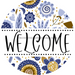 Welcome Wreath Sign, Floral Wreath, DECOE-4131-B, 8 metal Round