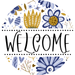 Welcome Wreath Sign, Floral Wreath, DECOE-4132, 10 metal Round