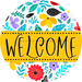 Welcome Wreath Sign, Floral Wreath, DECOE-4133-A, 11.75 metal Round