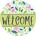 Welcome Wreath Sign, Floral Wreath, DECOE-4134-B, 8 metal Round