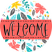 Welcome Wreath Sign, Floral Wreath, DECOE-4135, 10 metal Round