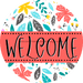 Welcome Wreath Sign, Floral Wreath, DECOE-4135-B, 8 metal Round