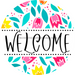 Welcome Wreath Sign, Floral Wreath, DECOE-4136-B, 8 metal Round