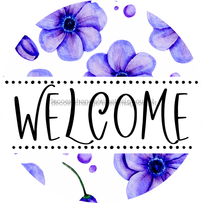 Welcome Wreath Sign, Floral Wreath, DECOE-4137-D, 10 Wood Round