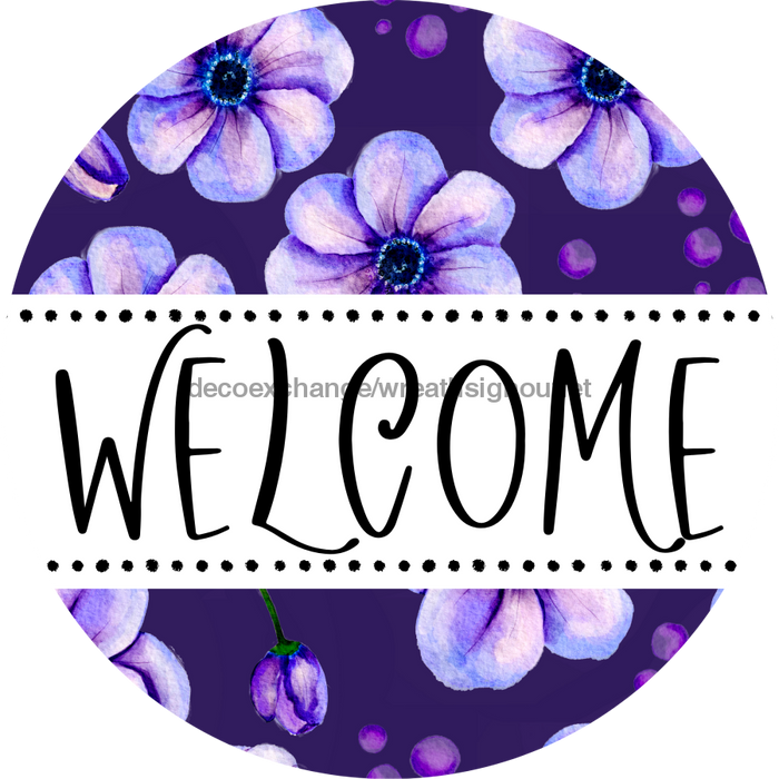 Welcome Wreath Sign, Floral Wreath, DECOE-4139-B, 8 metal Round