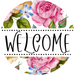 Welcome Wreath Sign, Floral Wreath, DECOE-4141-A, 11.75 metal Round