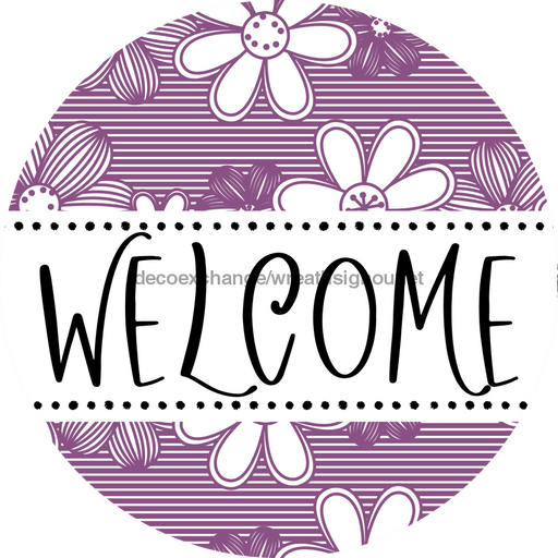 Welcome Wreath Sign, Floral Wreath, DECOE-4142, 10 metal Round