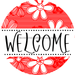 Welcome Wreath Sign, Floral Wreath, DECOE-4143-A, 11.75 metal Round