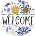 Welcome Wreath Sign, Floral Wreath, DECOE-4132, 10 vinyl Round