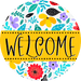 Welcome Wreath Sign, Floral Wreath, DECOE-4133, 10 vinyl Round