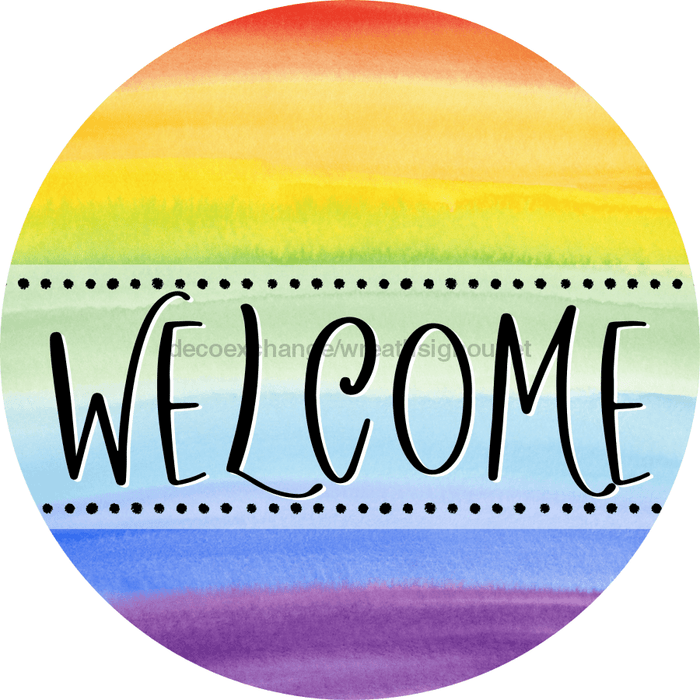 Welcome Wreath Sign, Pride Wreath, DECOE-4123, 10 metal Round