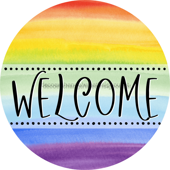 Welcome Wreath Sign, Pride Wreath, DECOE-4123-A, 11.75 metal Round