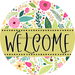 Welcome Wreath Sign, Spring Floral Wreath, DECOE-4103-B, 8 metal Round