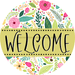 Welcome Wreath Sign, Spring Floral Wreath, DECOE-4103-D, 10 Wood Round
