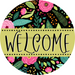 Welcome Wreath Sign, Spring Floral Wreath, DECOE-4104-A, 11.75 metal Round