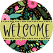 Welcome Wreath Sign, Spring Floral Wreath, DECOE-4104-B, 8 metal Round