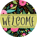 Welcome Wreath Sign, Spring Floral Wreath, DECOE-4104-B, 8 metal Round