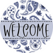 Welcome Wreath Sign, Spring Floral Wreath, DECOE-4109-A, 11.75 metal Round