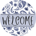 Welcome Wreath Sign, Spring Floral Wreath, DECOE-4109-B, 8 metal Round