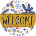 Welcome Wreath Sign, Spring Floral Wreath, DECOE-4111-A, 11.75 metal Round