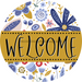 Welcome Wreath Sign, Spring Floral Wreath, DECOE-4111-B, 8 metal Round