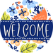 Welcome Wreath Sign, Spring Floral Wreath, DECOE-4114-A, 11.75 metal Round