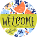 Welcome Wreath Sign, Spring Floral Wreath, DECOE-4119-A, 11.75 metal Round