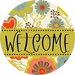 Welcome Wreath Sign, Spring Floral Wreath, DECOE-4121-A, 11.75 metal Round