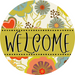 Welcome Wreath Sign, Spring Floral Wreath, DECOE-4121-B, 8 metal Round