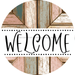 Welcome Wreath Sign, Wood Stain Wreath, DECOE-4144-A, 11.75 metal Round