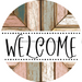 Welcome Wreath Sign, Wood Stain Wreath, DECOE-4144-B, 8 metal Round