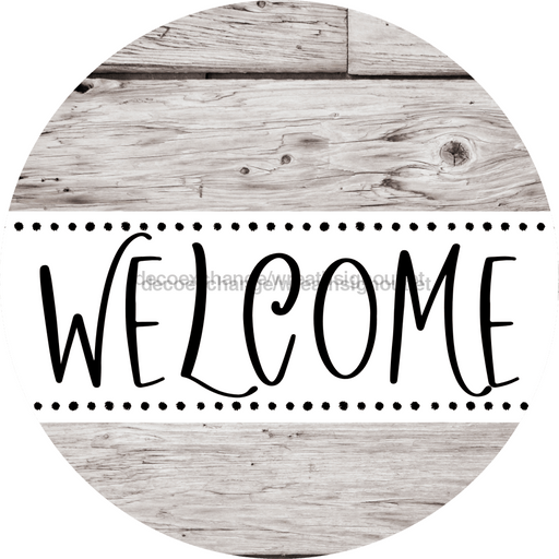 Welcome Wreath Sign, Wood Stain Wreath, DECOE-4145, 10 metal Round