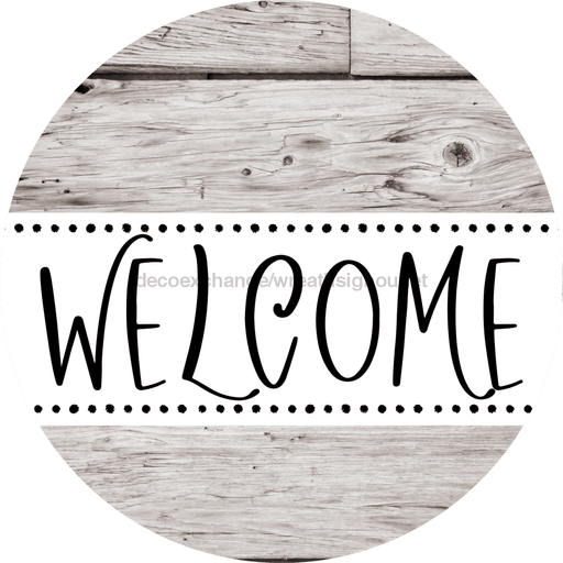 Welcome Wreath Sign, Wood Stain Wreath, DECOE-4145-A, 11.75 metal Round