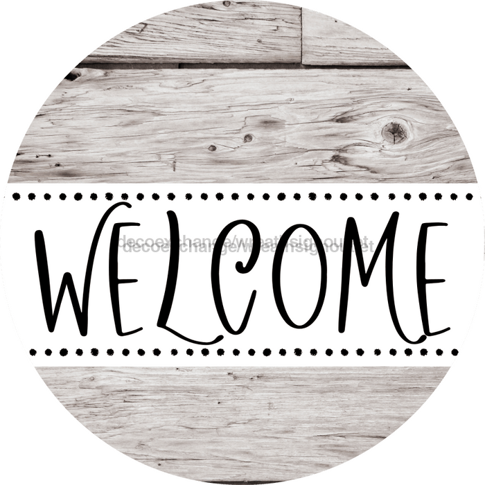 Welcome Wreath Sign, Wood Stain Wreath, DECOE-4145-D, 10 Wood Round