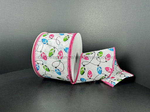 Wht Diag Glt Stn/Fuch-Lm-Trq Cmas Lites 2.5’’X10Y 72502-40-28 Ribbon