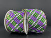 Wht Lin/Emrld-Prp-Gld Busy Plaid 2.5’X10Y 72424-40-01 Ribbon