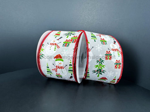 Wht Glt Stn/Snowmen Frolick 2.5’’X10Y 72504-40-01 Ribbon
