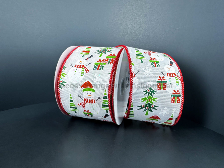 Wht Glt Stn/Snowmen Frolick 2.5’’X10Y 72504-40-01 Ribbon