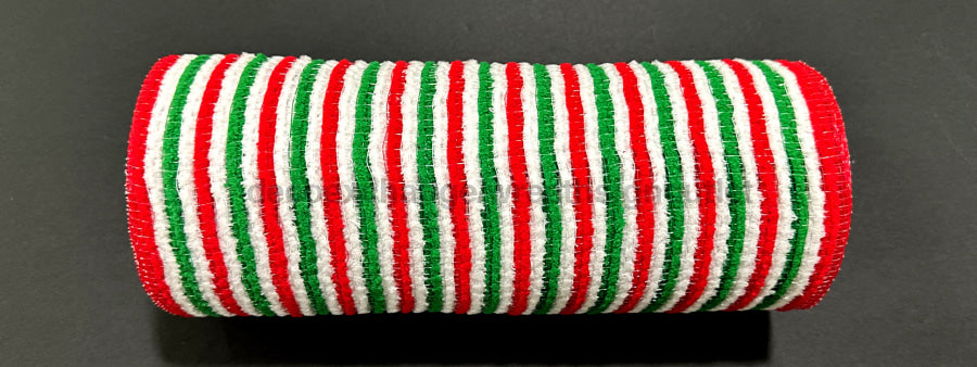 Wht-Grn-Red All Snow Fuzz Strp Mesh 10’’X10Y XB253710-17 Mesh