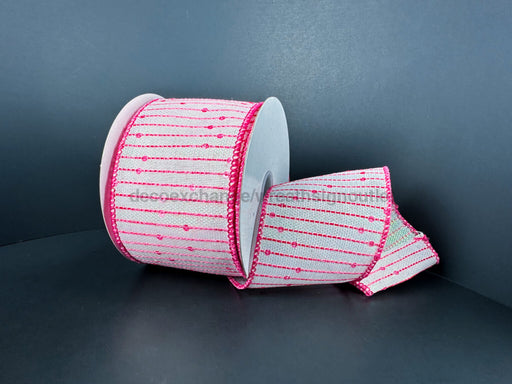 Wht-Irid-Fuchsia Woven Seqn Strp 2.5’’X10Y 72510-40-28 Ribbon