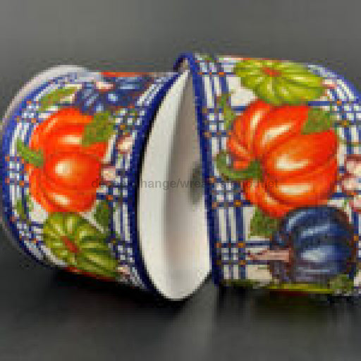 Wht Lin/Nvy Pl-Org-Ms-Bl Pmkpkns, 2.5"X10Y 61319-40-25 - DecoExchange®