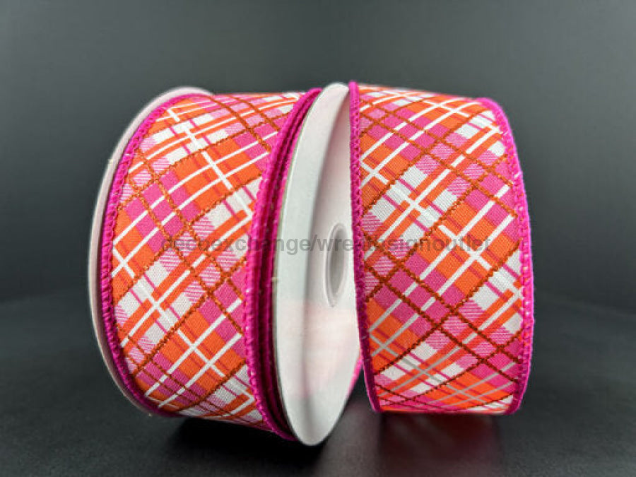 Wht-Org-Fuchsia Busy Diag Pld 2.5’X10Y 51401-40-28 Ribbon