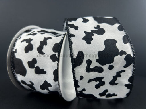 Wht Stn/Blk Cow Print 2.5’X10Y 61430-40-21 Ribbon