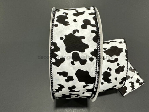 Wht Stn/Blk Cow Print 2.5’X50Y 861-40-408 Ribbon