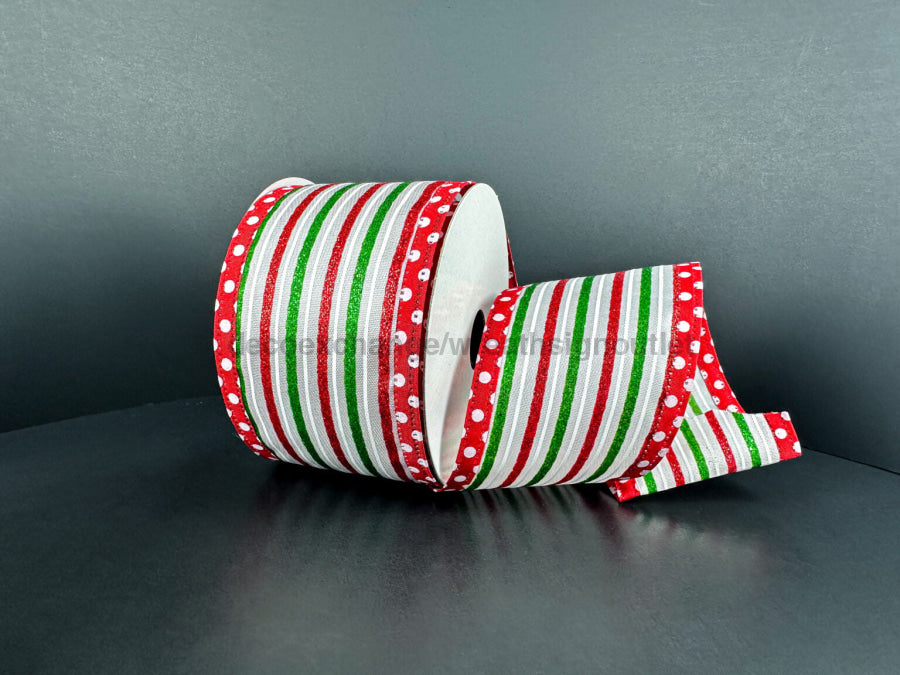 Wht Stn Emld Rd Strp/Rd Wht Dot Edg 2.5’’X10Y 76537 40 17 Ribbon