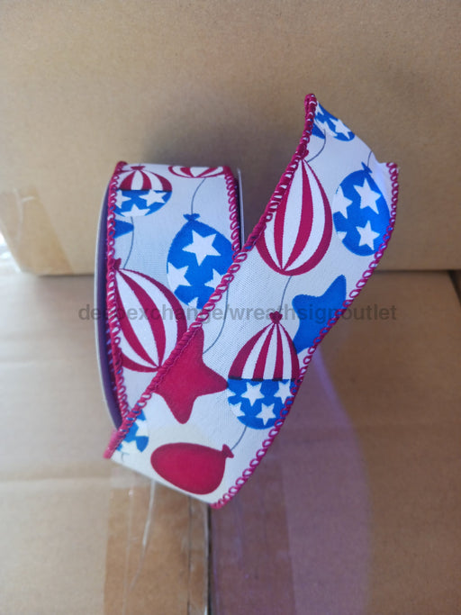 Wht Stn/Patriotic Balloons 1.5’’X10Y 41502-09-12 Ribbon