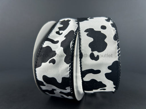 Wht Stn/Blk Cow Print 1.5’X10Y 61430-09-21 Ribbon