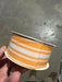 White-Tangerine Modern Ticking 1.5’’X10Y 47507-09-19 Ribbon