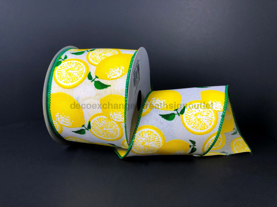 Wht Linen/Lemons-Grn Edg 2.5’’X10Y 41044-40-01 Ribbon