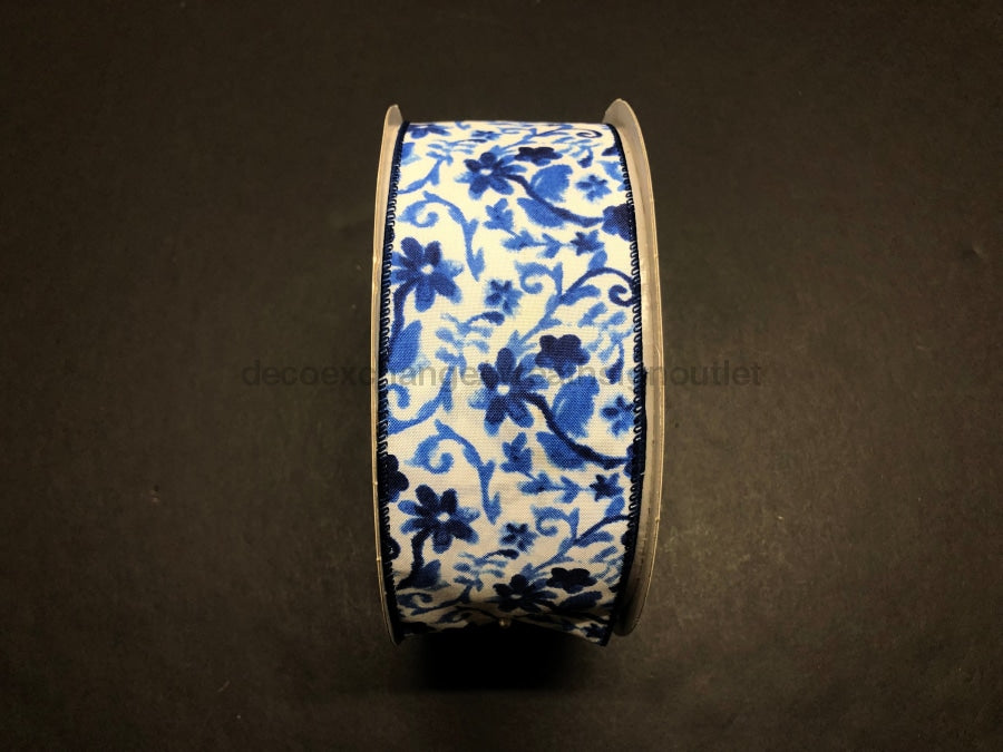 Wht Stn/Blues Wtrclr Flwr Brnchs 2.5X50Y 841-40-333 Ribbon